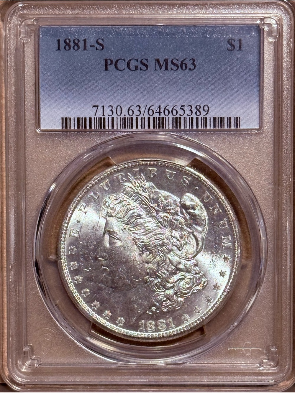 1881 S Morgan Silver Dollar • Graded PCGS MS63